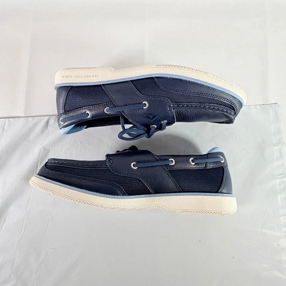 Sperry Surveyor 2-Eye Navy Blue Leather Boat Shoes Men's 12 W New in Box